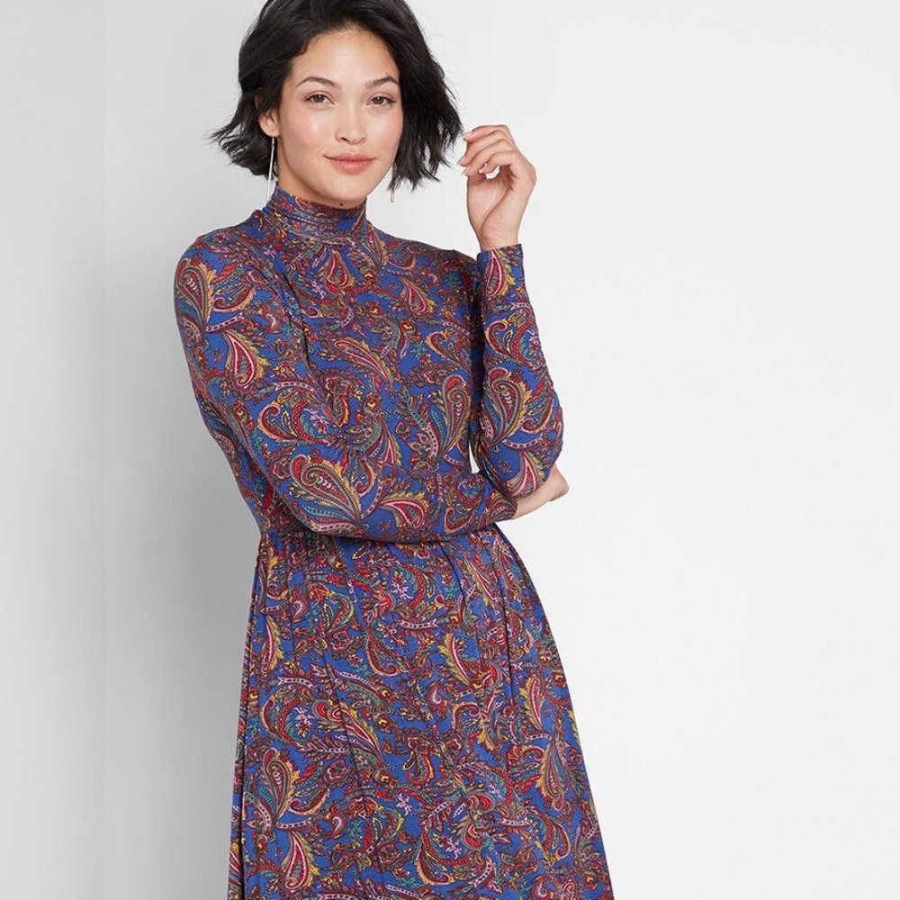 Modcloth Paisley long sleeve turtleneck dress